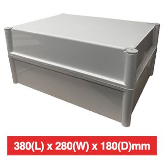 NETDIGITAL, Plastic Enclosure, Grey, 380(L)  x 280(W) x 180(D) (internal measurements) IP56, Screw down lid,