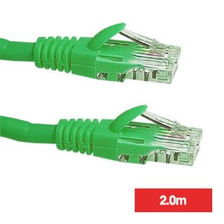 POWERMASTER, Patch lead, Cat5E with RJ45 connectors, 2.0m cable length, Green,