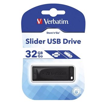 VERBATIM, USB2.0 Store 'n' Go Slider USB Drive 32GB Black,