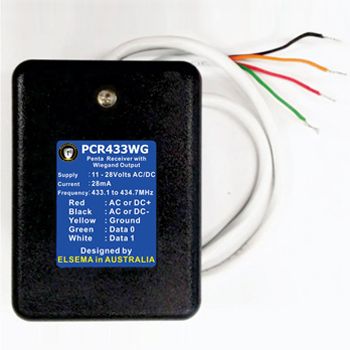 ELSEMA, Pentacode Receiver, 1 Channel, with Wiegand Output, 433 - 434MHz FM signal, Users start at 4097