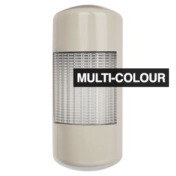 QLIGHT, Wall Mount Multicolour LED signal light, Constant or Flashing, White body, PC lens, RAG colour selection, IP55, 90dB Max sounder, 216(H) x 90(W) x 46(D)mm