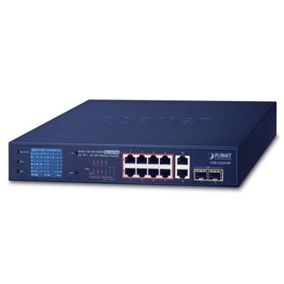 PLANET, 8 Port 10/100/1000T POE switch, + 2 port 1000SX Gigabit switch with colour LCD,