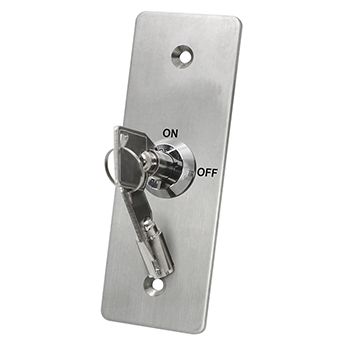 ULTRA ACCESS, Keyswitch plate, Wall, Architrave, Stainless steel, Labelled "On/Off", With circular key, Plate 40mm x 115mm, N/O and N/C contacts,