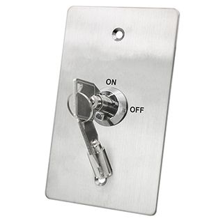 ULTRA ACCESS, Keyswitch plate, Wall, Stainless steel, Labelled "On/Off", With circular key, Plate 70mm x 115mm, N/O and N/C contacts,