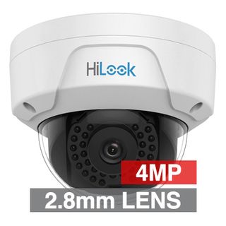 HILOOK, 4MP HD-IP Outdoor Vandal Dome camera, White, 2.8mm fixed lens, 30m IR, 120dB WDR, Day/Night (ICR), 1/3" CMOS, H.265/H.265+, IP67, IK10, 2 Axis only, 12V DC/PoE