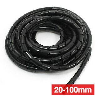 WATTMASTER, Spiral wrapping band, 20mm (min) - 100mm (max) cable diameter, 5m length, Black,