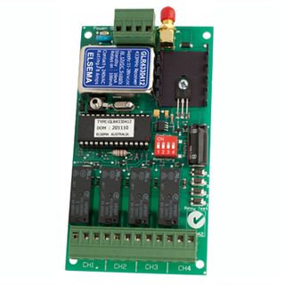 ELSEMA, Receiver, Gigalink, 4 channel, 433MHz, relay output c/o contacts, 11 - 28V AC/DC  (Current - 12V DC,  8mA standby, 45mA operating),