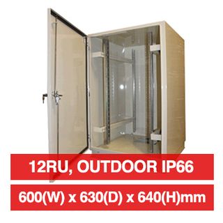 PSS, 12RU 19" External Rack Cabinet, Wall mount, IP66,  600 (w) x 630 (d) x 640mm (h), Secure metal doors with 3 point locking.