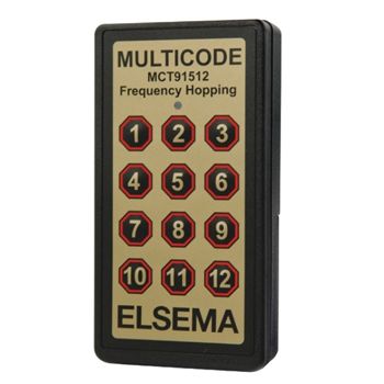 ELSEMA, Transmitter,Hand held, 12 Channel, 915 - 928MHz, 12 button, Up to 150m range, 130 x 67 x 27mm, 9v battery powered,