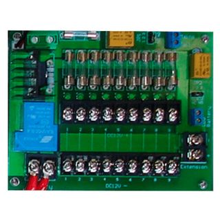 PSS, Fused Power distribution board, 10 -16V DC input and 9x M205 1 Amp fused outputs, screw terminals,