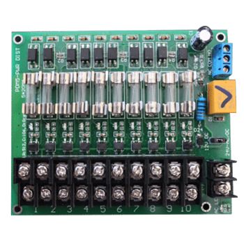 PSS, Monitored Fused Power distribution board, 12VDC or 24V AC/DC input and 10x M205 1 Amp fused outputs, screw terminals,