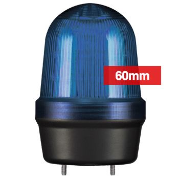 QLIGHT, MFL Series LED signal light, 60mm, BLUE colour, Four modes (Steady/Flashing/Strobing/Simulated Revolving), IP65, Built-in 80dB Max sounder, 3 bolt mounting, Optional mounts,