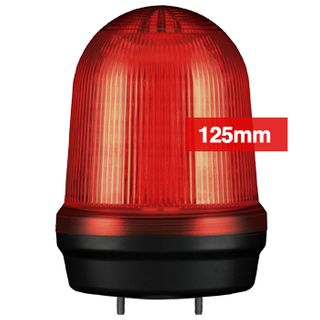 QLIGHT, MFL Series LED signal light, 125mm, RED colour, Four modes (Steady/Flashing/Strobing/Simulated Revolving), IP65, Built-in 80dB Max sounder, 3 bolt mounting, Optional mounts,