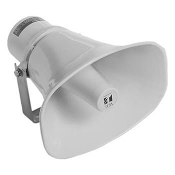 TOA, Reflex horn speaker, 30W, Aluminium off white powder coat, Weather resistant, IP66 rated, With stainless steel bracket, 100V line (Taps at 5,10,15,30W),