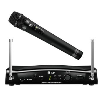 TOA Hand held Wireless microphone system, WS5225F01 Hand held electret condenser microphone, WT5810F01 16 Ch receiver, Antenna diversity, Desk mount