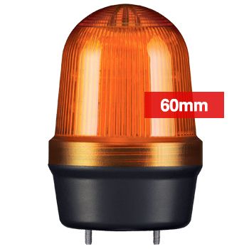 QLIGHT, MFL Series LED signal light, 60mm, AMBER colour, Four modes (Steady/Flashing/Strobing/Simulated Revolving), IP65, Built-in 80dB Max sounder, 3 bolt mounting, Optional mounts,
