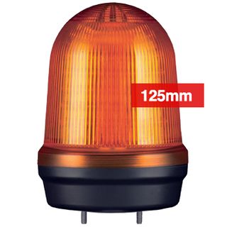 QLIGHT, MFL Series LED signal light, 125mm, AMBER colour, Four modes (Steady/Flashing/Strobing/Simulated Revolving), IP65, Built-in 80dB Max sounder, 3 bolt mounting, Optional mounts,