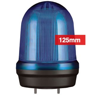 QLIGHT, MFL Series LED signal light, 125mm, BLUE colour, Four modes (Steady/Flashing/Strobing/Simulated Revolving), IP65, Built-in 80dB Max sounder, 3 bolt mounting, Optional mounts,