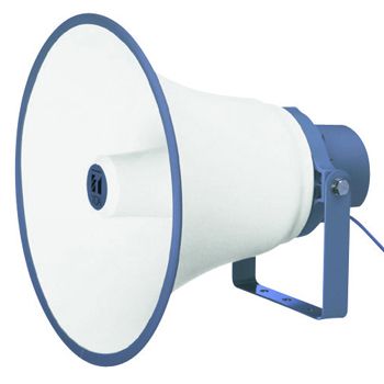 TOA, Reflex horn speaker, 15W, Aluminium off white powder coat, Weather resistant, IP65 rated, With steel grey powder coat bracket, 100V line (Taps at 3,5,10,15W)