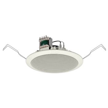 TOA, Quick fit speaker, Ceiling mount, 6W, 5", includes off white metal grille, Full range speaker, Spring catch mounting 100V line (Taps at 3, 6W)