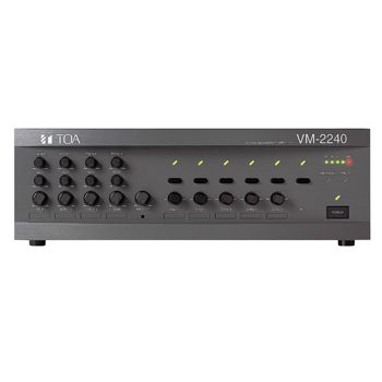 TOA, 240 Watt Zone Management amplifier for paging and BMG, 240 Watt 100V Line output, 3x Mic/Line inputs, 2x BMG inputs, 1x Telephone paging input, 5 Zone selection, 6x Built-in chimes,