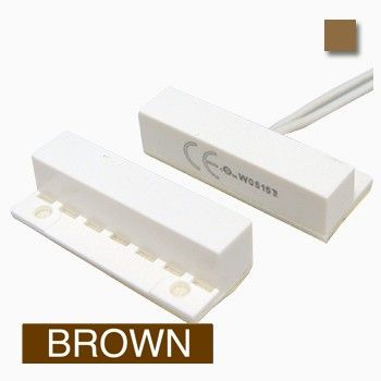 TAG, Reed switch (magnetic contact), Self adhesive, Flange Surface mount, Brown, N/C, 1 32" (33.6mm) length, 0.5" (13mm) width, .3" (7.50mm) height, 1" (25.4mm) gap, 18" (457.2mm) leads,