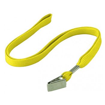 NETDIGITAL, Flat lanyard, 10-12mm width, Yellow, 80cm length, With alligator clip card attachment