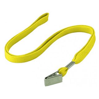 NETDIGITAL, Flat lanyard, 10-12mm width, Yellow, 80cm length, With alligator clip card attachment