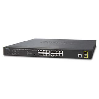 PLANET, 16 Port Gigabit Managed non stackable switch, 2 SFP slots, Layer 2, 19" 1 RU rack mounting