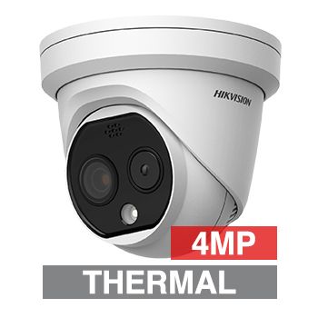 HIKVISION, 4MP Thermal & Optical Fusion Outdoor Turret camera, White, 2.0mm fixed lens (optical), 1.8mm fixed lens (thermal), IR, WDR, Day/Night (ICR), 1/2.7" CMOS, H.265 & H.265+, IP67, 12V DC/PoE
