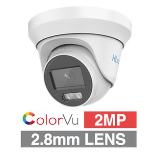 HILOOK, 2MP ColorVu Analogue HD Outdoor Turret camera, White, 2.8mm fixed lens, 40m White LED, TVI/AHD/CVI/CVBS, DWDR, Day/Night (ICR), IP67, Tri-axis, 12V DC, 2.4W