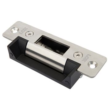 LOX, Electric strike, Mortice mount, Fail safe/secure, Non monitored, With steel door mounting kit, 12/24V DC, 200mA/100mA,