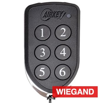 AIRKEY, Transmitter, Key fob, 6 channel, 26 bit Wiegand, Maximum security, 64 bit rolling key encription, IP65 rated, Chrome plated die cast case,