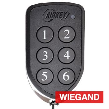 AIRKEY, Transmitter, Key fob, 6 channel, 26 bit Wiegand, Maximum security, 64 bit rolling key encription, IP65 rated, Chrome plated die cast case,