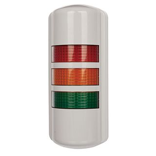 QLIGHT, Wall Mount Multicolour LED signal light, Constant or Flashing, White body, PC lens, RAG colour selection, IP55, optional 90dB Max sounder, 216(H) x 90(W) x 46(D)mm