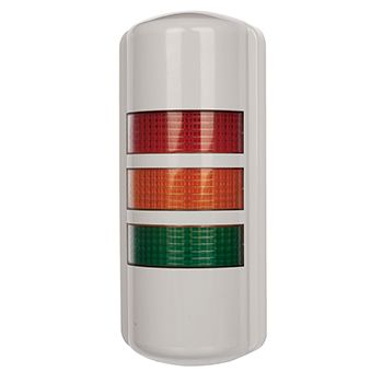 QLIGHT, Wall Mount Multicolour LED signal light, Constant or Flashing, White body, PC lens, RAG colour selection, IP55, optional 90dB Max sounder, 216(H) x 90(W) x 46(D)mm