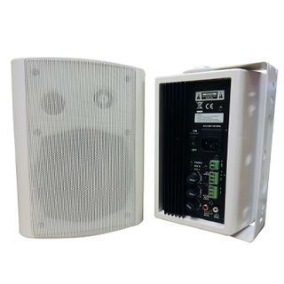 CMX, Active 6" Two-way Bass reflex cabinet speaker set, White, Wall mount, 30+30W, 6" (150mm) Woofer, 1.5" Silk tweeter, Stainless mount, 70Hz-20KHz response, Bass/Treble, Balanced line in, Dual RCA