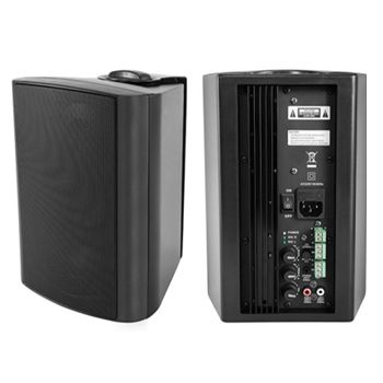 CMX, Active 6" Two-way Bass reflex cabinet speaker set, Black, Wall mount, 30+30W, 6" (150mm) Woofer, 1.5" Silk tweeter, Stainless mount, 70Hz-20KHz response, Bass/Treble, Balanced line in, Dual RCA