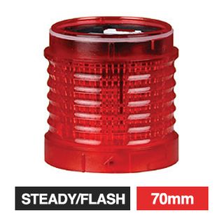 QLIGHT, QT Series, Modular light tower, RED, Steady/Flashing module, 65mm high, 70mm, IP65, 12V DC