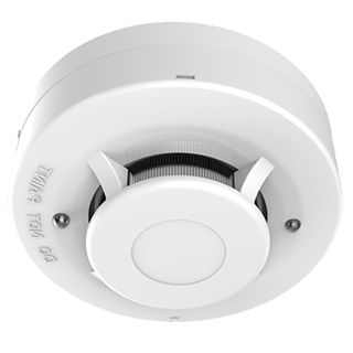 HIKVISION, Photo Electric smoke detector, 4 Wire, Onboard Sounder, 85dB, N/O or N/C contacts, **NON LATCHING**, 12V DC @ 55mA max