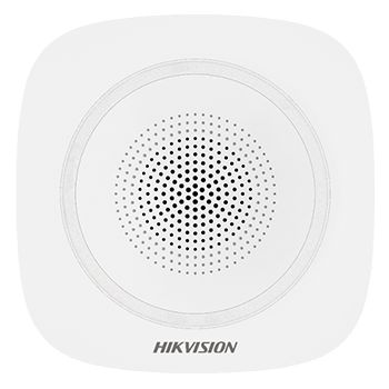 HIKVISION, AX Pro, Wireless Indoor sounder, Blue indicator, 433 MHz, Two-way, Configurable arm/disarm, 3 Alarm sounds, 90-110dB, 3x CR123A