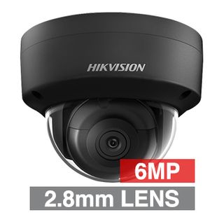 HIKVISION, 6MP HD-IP Outdoor Vandal Dome camera, Black, 2.8mm fixed lens, 30m IR, 120dB WDR, Day/Night (ICR), 1/2.4" CMOS, H.265/H.265+, IP67, IK10, Tri-axis, 12V DC/PoE