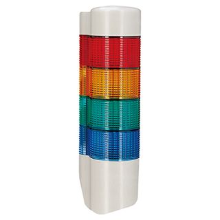 QLIGHT, 70mm Wall mount Multicolour LED Tower signal light, Constant or Flashing, White body, PC lens, RAGB colour selection, 85dB Max sounder, 277(H) x 70(W) x 76(D)mm,