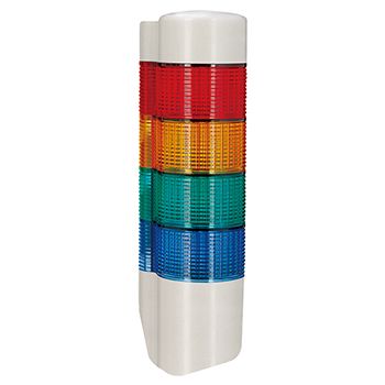 QLIGHT, 70mm Wall mount Multicolour LED Tower signal light, Constant or Flashing, White body, PC lens, RAGB colour selection, 85dB Max sounder, 277(H) x 70(W) x 76(D)mm,