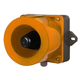 QLIGHT, Combination LED signal light and smart horn, AMBER colour, 115dB Max, 30 pre-recorded sounds, Binary or Bit input, SD Card support, IP66, 12-24V DC,