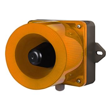 QLIGHT, Combination LED signal light and smart horn, AMBER colour, 115dB Max, 30 pre-recorded sounds, Binary or Bit input, SD Card support, IP66, 12-24V DC,