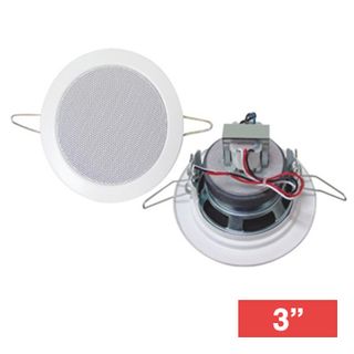 CMX, 3" Quick Fit Dual cone speaker, Ceiling mount, 6W, 3" (75mm), includes white metal grille, Spring-clamp mounting, 100V line (Taps at 3, 6W)