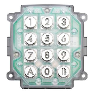 AIPHONE, Keypad only, Requires custom plate, vandal and weather resistant, stand alone, 100 users, relay output, backlit keys, IP54 rated, 12 - 24V AC/D,