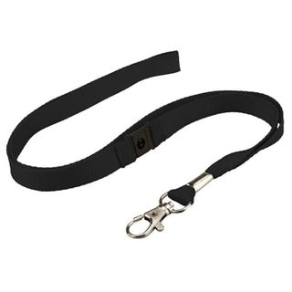 NETDIGITAL, Flat lanyard, 15mm width, Black, 80cm length, With superior swivel clip attachment and safety breakaway,