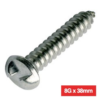 PROLOK, Security screw, Clutch head, Round head, Self tapper, 8 gauge (4.2mm) x 38mm, 1 way, AB type thread, 304 stainless steel, Pack of 25,